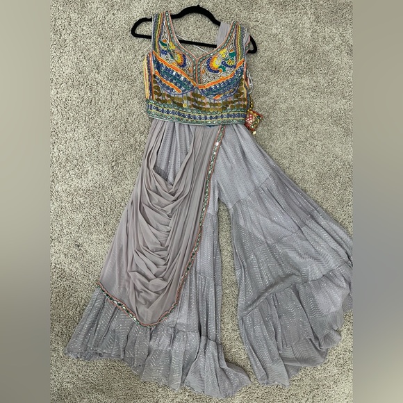 Gharara ready to wear saree sari Indian Pakistani party wear - Picture 1 of 8